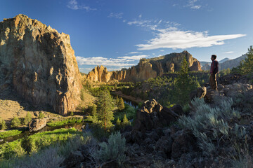 eine Person, Smith Rock State Park, Crooked River, Terrebonne, Oregon, USA