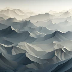 Fototapete Berge Gray abstract background with mountain outlines. Generative AI.