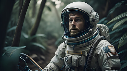  astronaut explores the forest