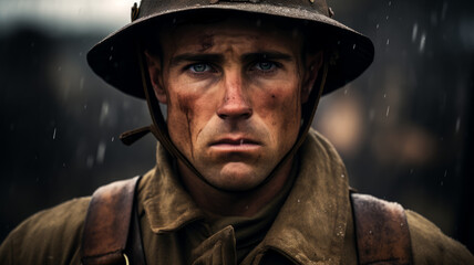 Fototapeta premium Portrait of a brave soldier