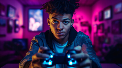 Fototapeta premium Modern Gamer in Ambient Light