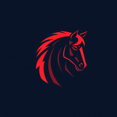 Elegant Red Horse Logo on Dark Background - Perfect for Equestrian Businesses, Horse Racing Events, and Equine Enthusiasts