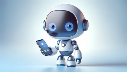 Fototapeta premium Futuristic Friendship: Robot and Smartphone Interaction