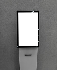 Blank screen, vertical interactive kiosk, information signage, display mockup, monitor mock up