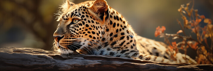 Leopard close-up resting looking away