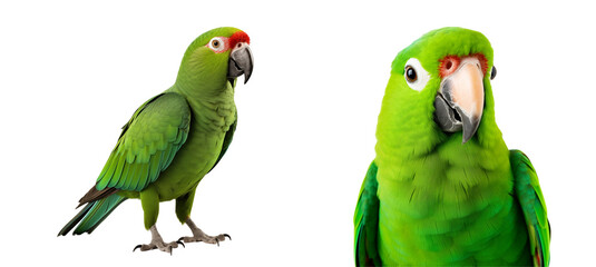Naklejka premium Tropical green parrot.