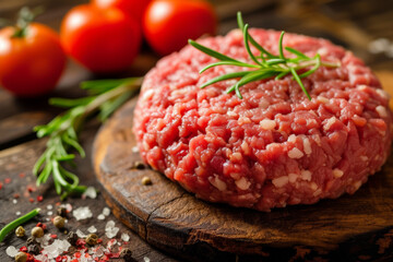 Minced meat close-up, production concept. Background with selective focus and copy space
