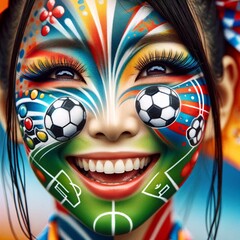 Colorful Soccer Fan Face Paint