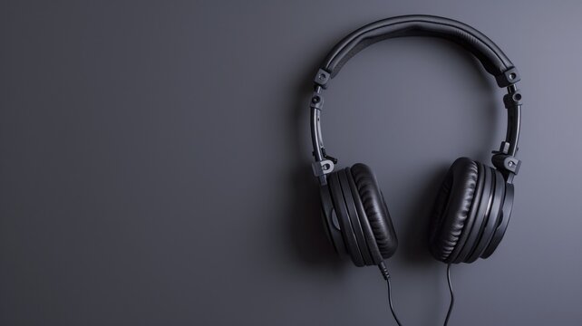 High-quality studio headphones resting on a dark, textured surface