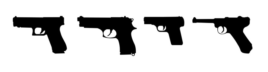 set of gun silhouettes - vector illustration