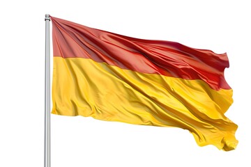 Vibrant red and yellow flag waving proudly in the wind. symbol of pride and patriotism. perfect for national themes. AI