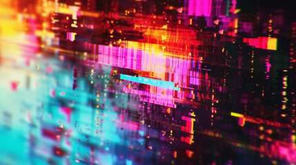 Abstract background with digital glitch effect, distorted pixels
