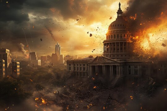 destrcution of Texas capitol building falling through the city.jpeg