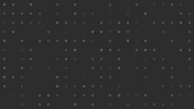 little circles on dark background, round shapes animation. Abstract digital tech backround. Clear style.