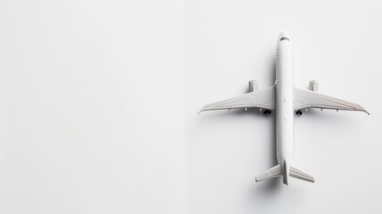 White airplane model centered on a white backdrop