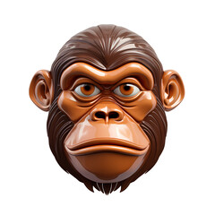 3d polished Monkey reflective face emoji or icon on removable background 