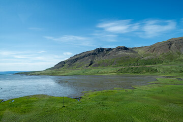 Scenic Westfjords of Iceland, on a summer sunny day