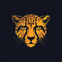 Stunning Vector Illustration of a Golden Cheetah Face on a Dark Background - Perfect for Wall Art, Graphic Design, and Animal Enthusiasts