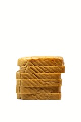 Bread Pieces Stack Isolated on White Background with Copy Space in Vertical Orientation