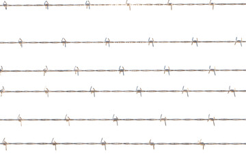 Barbed wire and fence, front view of a wire mesh, black and white. Protection, private place, no access. Prisoners, protected area. 3d rendering
