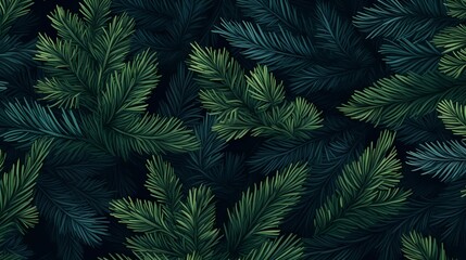 seamless background with coniferous branches pattern, coniferous, fir, 