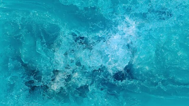 swirl in clear water. top view of choppy water. 3d animation of a swirl in water.  underwater explosion creates a whirlpool