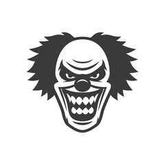 Scary clown. Angry clown with evil smile on the face 