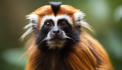 Cute Tamarin Monkey Portrait in Jungle