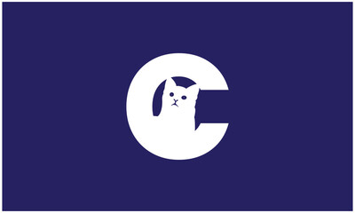 Cat vector logo. Pet letter C logotype design.