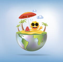 The concept of tourism and travel planning, the icon for the banner.
 Time to travel, 3d vector illustration
