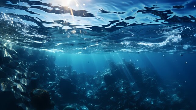 A deep ocean blue solid color background
