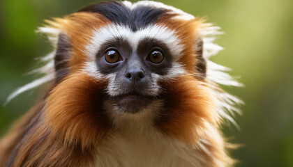 Cute Tamarin Monkey Portrait in Jungle
