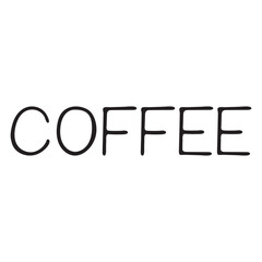 Vector lettering. The isolated word Coffee, hand-written on a transparent background for printing on fabrics, notebooks, stickers, design, logo, label