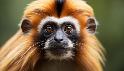 Cute Tamarin Monkey Portrait in Jungle