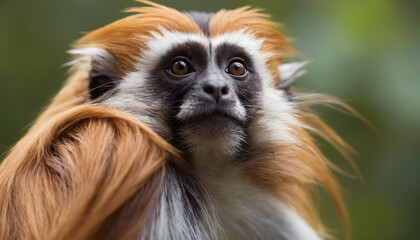 Cute Tamarin Monkey Portrait in Jungle