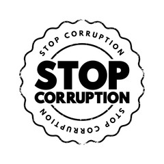 Stop Corruption text stamp, concept background