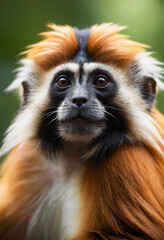 Cute Tamarin Monkey Portrait in Jungle