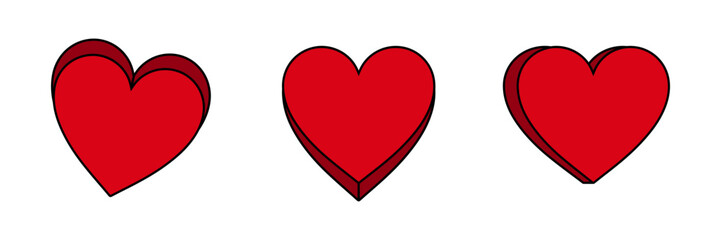 Red heart. Isolated 3d hearts icons.
