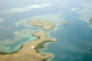 Indonesia view from an airplane on a cloudy autumn day