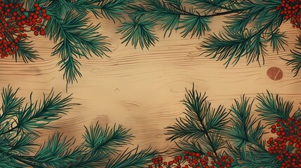 seamless background with coniferous branches pattern, coniferous, fir, 