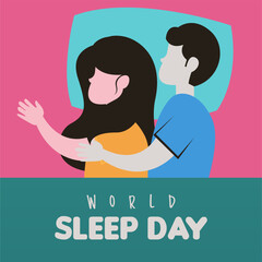 World sleep day background illustrtaion. Person sleeping in bed background