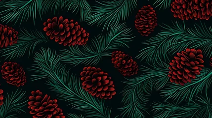  seamless background with coniferous branches pattern, coniferous, fir,  © Nikita44