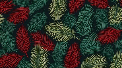 Naklejka premium seamless background with coniferous branches pattern, coniferous, fir, 