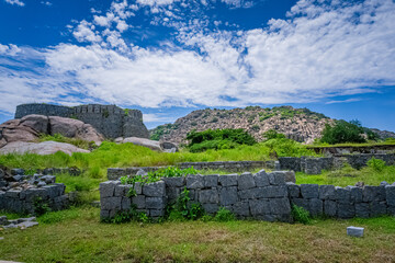 Elephant Tank at Gingee Fort or Senji Fort in Tamil Nadu, India. It lies in Villupuram District, built by the kings of konar dynasty and maintained by Chola dynasty. Archeological survey of india. - obrazy, fototapety, plakaty