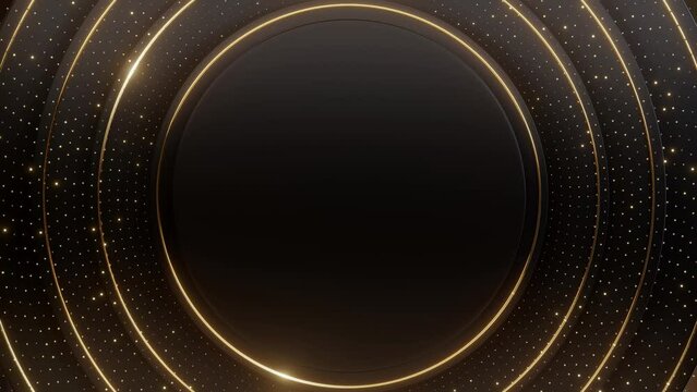 3d render circle gold with stripe background, light glowing random position.