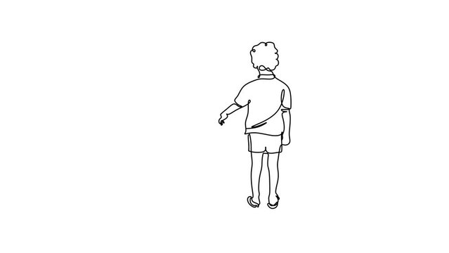 People with disabilities one line drawing animation. Video clip with alpha channel.