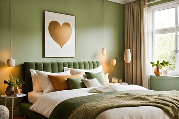 Valentine's Elegance - Luxury Bedroom in Calm Peach and Gold Splendor