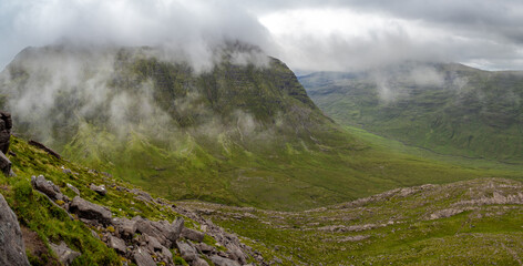 View of mountain peaks from Beinn Alligin summit trail, Scotland