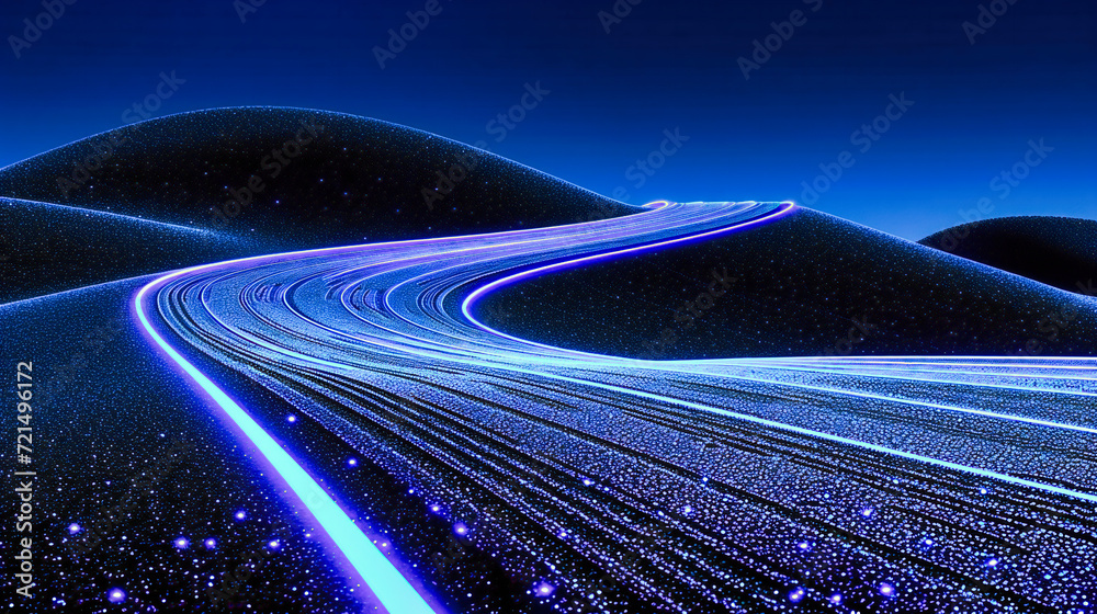 Wall mural high-speed motion on a futuristic highway, capturing the essence of modern transportation and digita