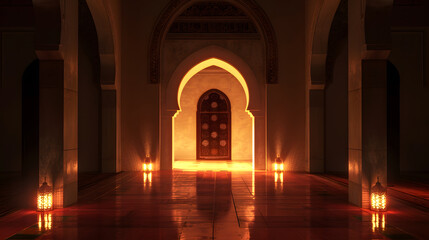 mosque door with night light